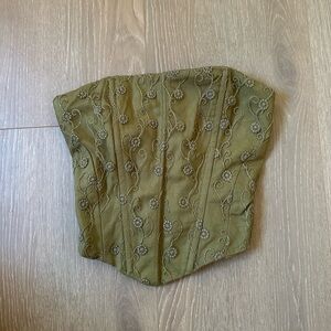 Princess Polly Olive Embroidered Corset Top